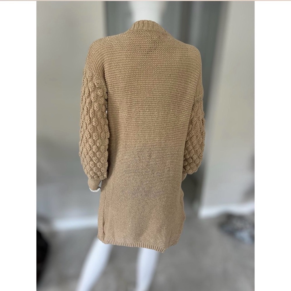 TRES CHIC bubble sleeve open front long cardigan size M L - Picture 4 of 6